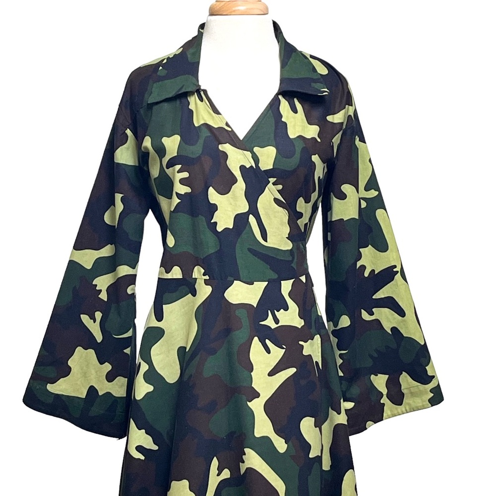 Kara Chic Camo Print Wrap Around Cotton Dress View 4